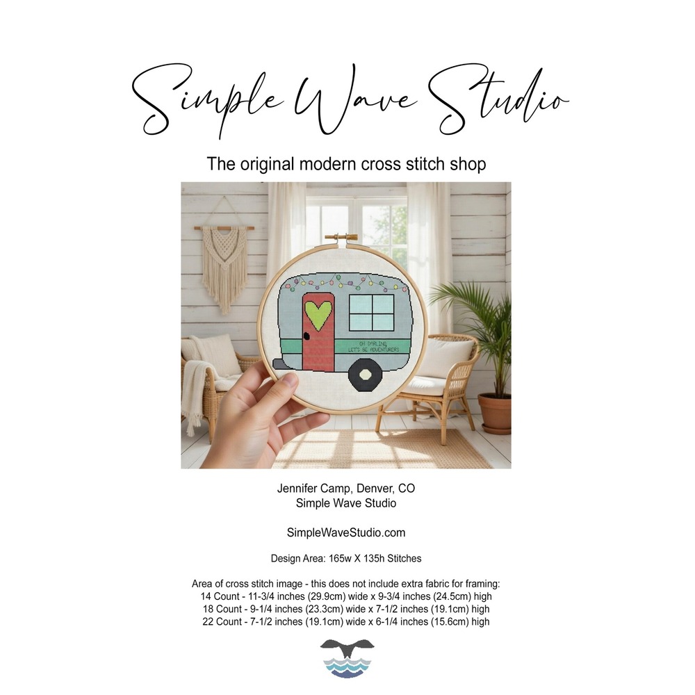 Oh Darling Let's be Adventurers Camper Camp‎ Counted Cross Stitch Pattern Chart